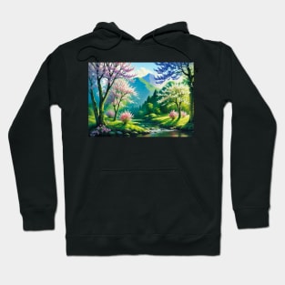 Gorgeous Spring River with Colorful Trees Hoodie